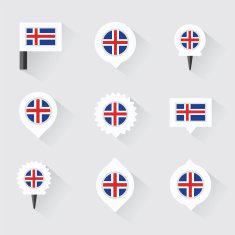 Iceland flag and pins for infographic map design N2