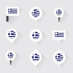 greece flag and pins for infographic map design N2