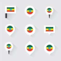 ethiopia flag and pins for infographic map design N2