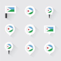 djibouti flag and pins for infographic map design N2
