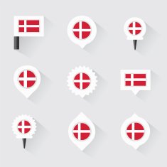 denmark flag and pins for infographic map design N2