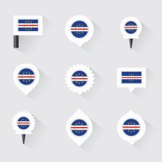 cape verde flag and pins for infographic map design N2