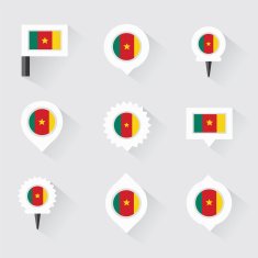 cameroon flag and pins for infographic map design N2