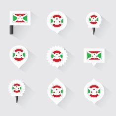 burundi flag and pins for infographic map design N2