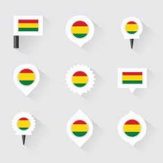 bolivia flag and pins for infographic map design N2