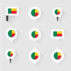 benin flag and pins for infographic map design N2