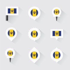 barbados flag and pins for infographic map design N2
