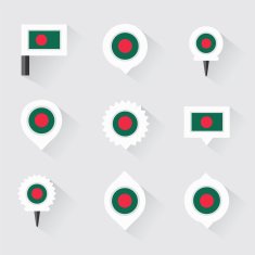 bangladesh flag and pins for infographic map design N2