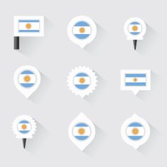 argentina flag and pins for infographic map design N2