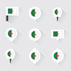 algeria flag and pins for infographic map design N2