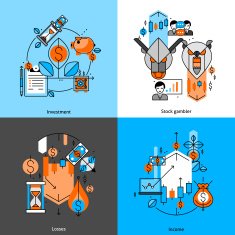 Investment And Money Line Icons Set