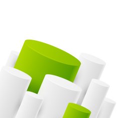 Abstract background with white and green cylinders N2