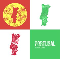 Portugal Grunge Retro Map