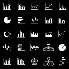 Graph icons on black background