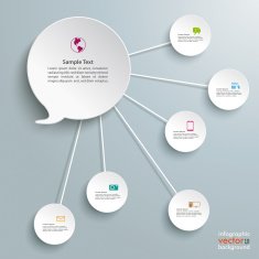 White Speech Bubble 5 Circles Silver Background
