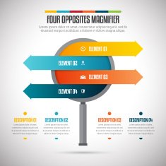 Four Opposite Magnifier Infographic
