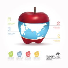 Abstract infographic Design world with apple template N2