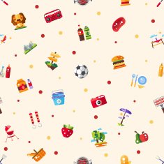 Pattern of flat design barbecue summer picnic icons and infographics