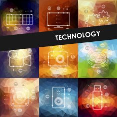 technology timeline infographics with blurred background N3