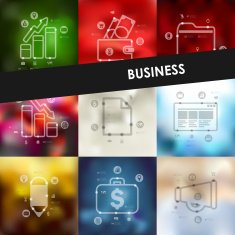 business timeline infographics with blurred background N8