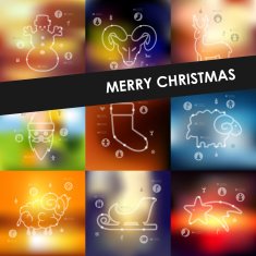 Christmas timeline infographics with blurred background N3