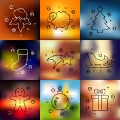 Christmas timeline infographics with blurred background N5