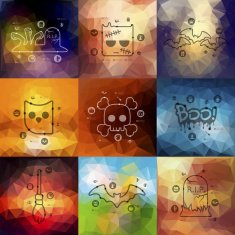 Halloween timeline infographics with blurred background N7