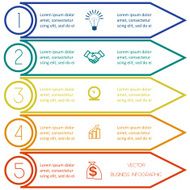 Infographic template from Colourful lines five positions