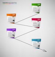 Time line info graphic with colored abstract pointers template