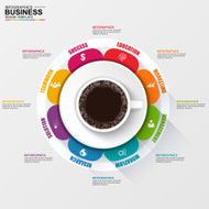 Abstract 3D digital business cofee cup Infographic