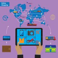 Online shopping and mobile marketing concept