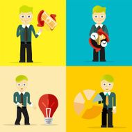 Set of businessman pose character concepts N6