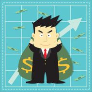 Cute Stock Market InvestorFlat Cartoon