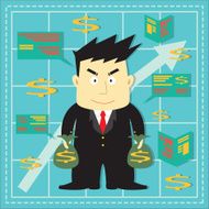 Cute Stock Market Investor Flat Cartoon N18
