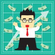 Cute Stock Market Investor Flat Cartoon N20