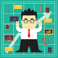 Cute Stock Market Investor Flat Cartoon N21
