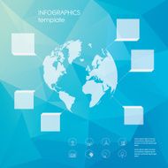 Global infographics template Low polygonal background Simple line icons for