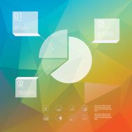 Pie chart infographics template Low polygonal background Simple line icons