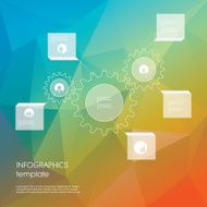 Gears infographics template Low polygonal background Simple line icons for