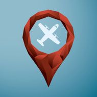 Airport location pin icon Low poly design vector for navigation