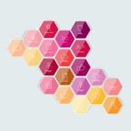 Set of lined icon Hexagonal template Vector N2