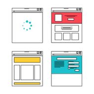 Basic website layout illustrations in flat style