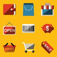 Flat icon set Shop