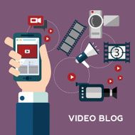 Online video design concept set with blogger media