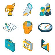 Business icons Isometric 3d vector signs of success and business N2