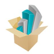 Business charts coming out of a box