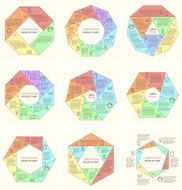 Set of polygonal infographic diagram