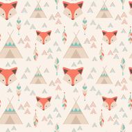 Cute tribal geometric seamless pattern in cartoon style