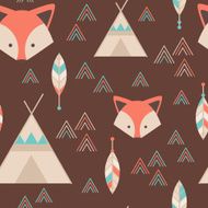 Cute tribal geometric seamless pattern in cartoon style N2