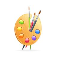 Realistic artist's textured wooden palette for drawing